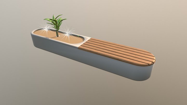 Deco Bench Seat Planter with Timber 3D Model