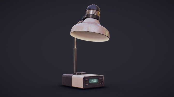 1980's Soviet Desk Lamp with Clock 3D Model