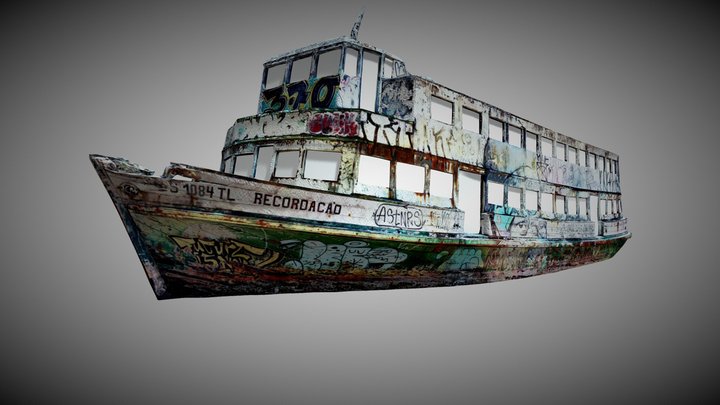 old abandoned boat 3D Model