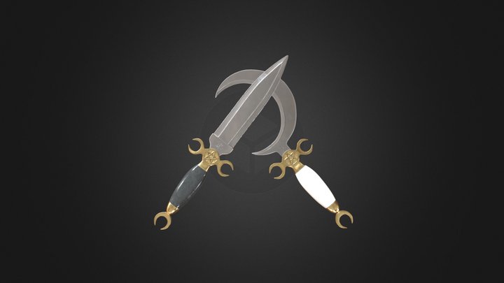 Finial - Athame & Boline Set Pose 2 3D Model