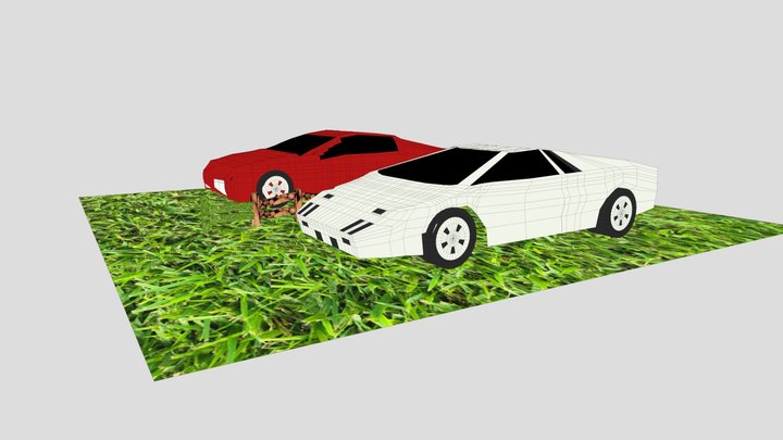Two Supercars Parked Side By Side 3D Model