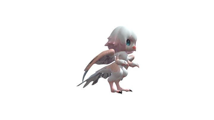 Chibi bird-like humanoid with detailed wings an 3D Model