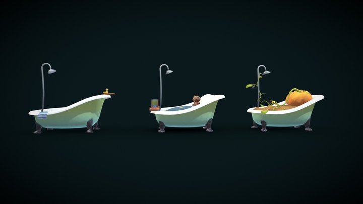 Stylized Bathtub Variations 3D Model
