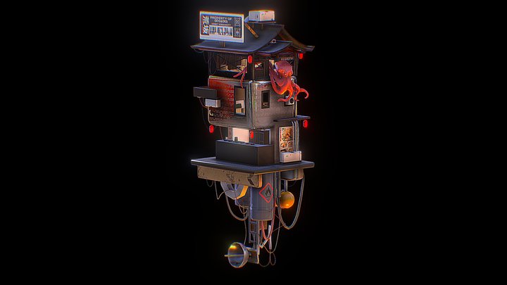 Take away house Ciberpunk 3D Model