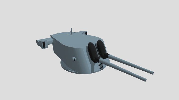 American Dual 6''/47 Mk 16 Naval Gun 3D Model