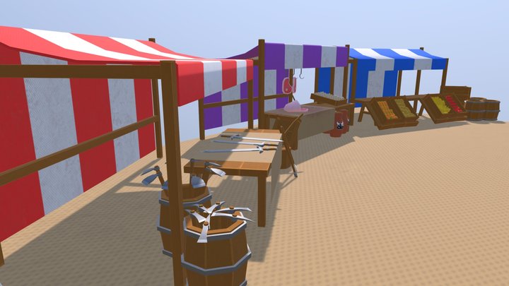 Medieval Market (low poly) 3D Model