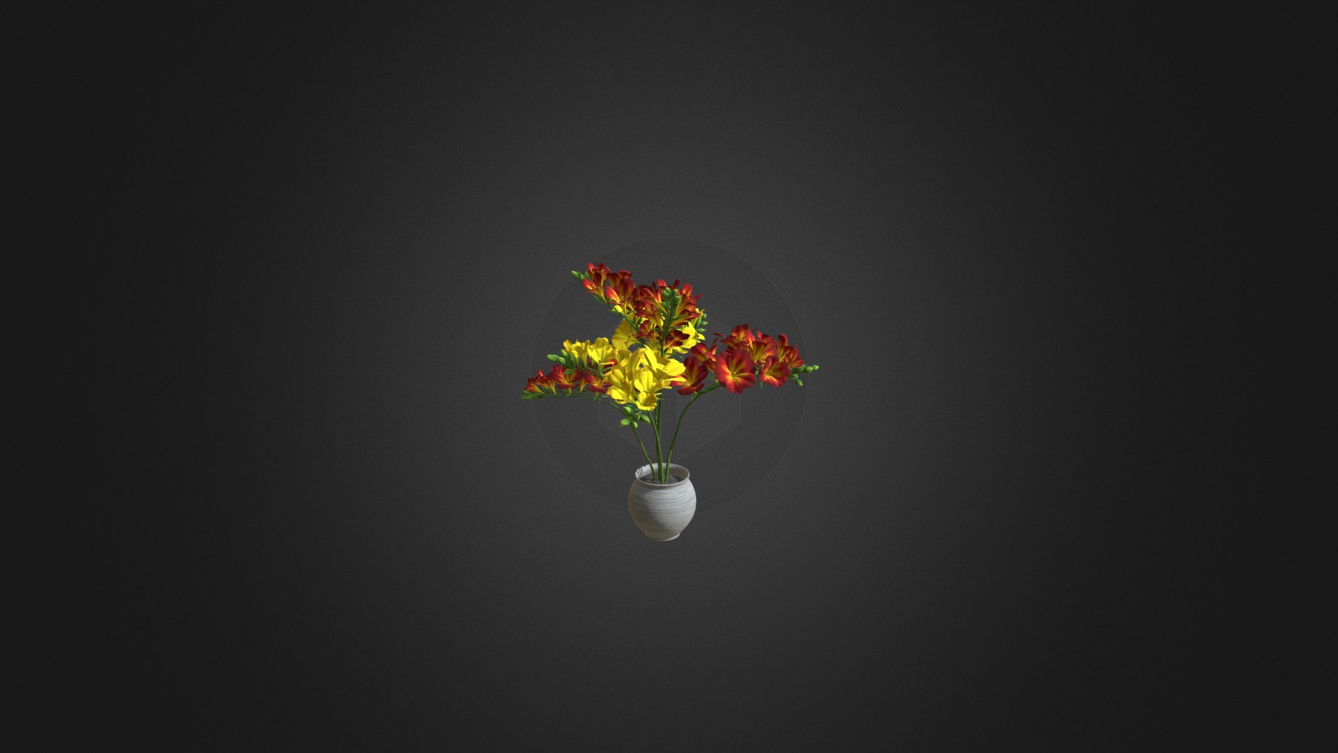 3D model Red-Yellow Flowers in Pot - This is a 3D model of the Red-Yellow Flowers in Pot. The 3D model is about a plant in a pot.