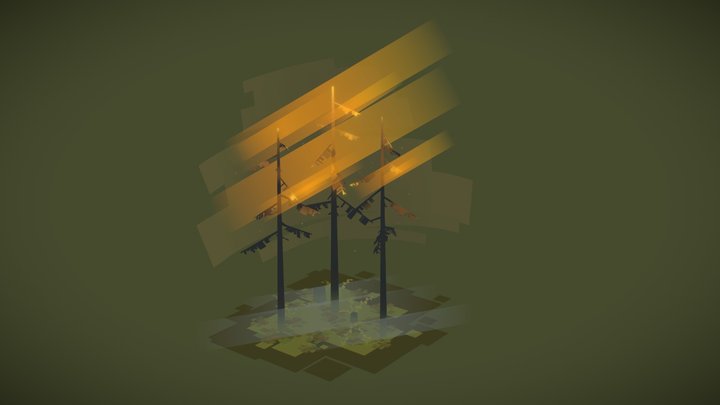 Golden Hour in woods 3D Model