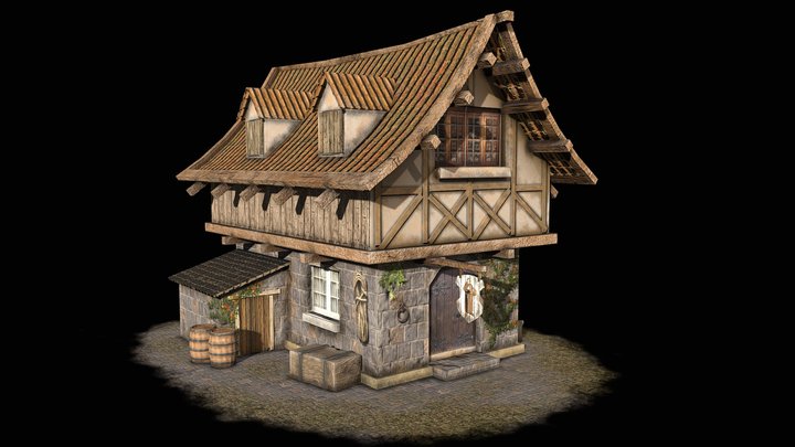 Medieval Tavern (2k vertices) - free game asset 3D Model