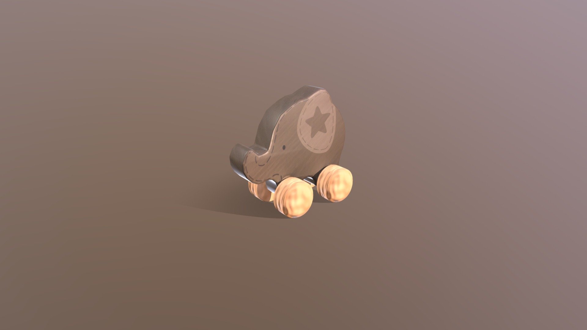 Wooden elephant on wheels