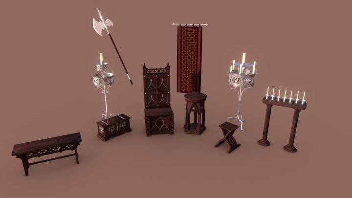 Medieval Decor Pack | Redwood | Game Assets 3D Model