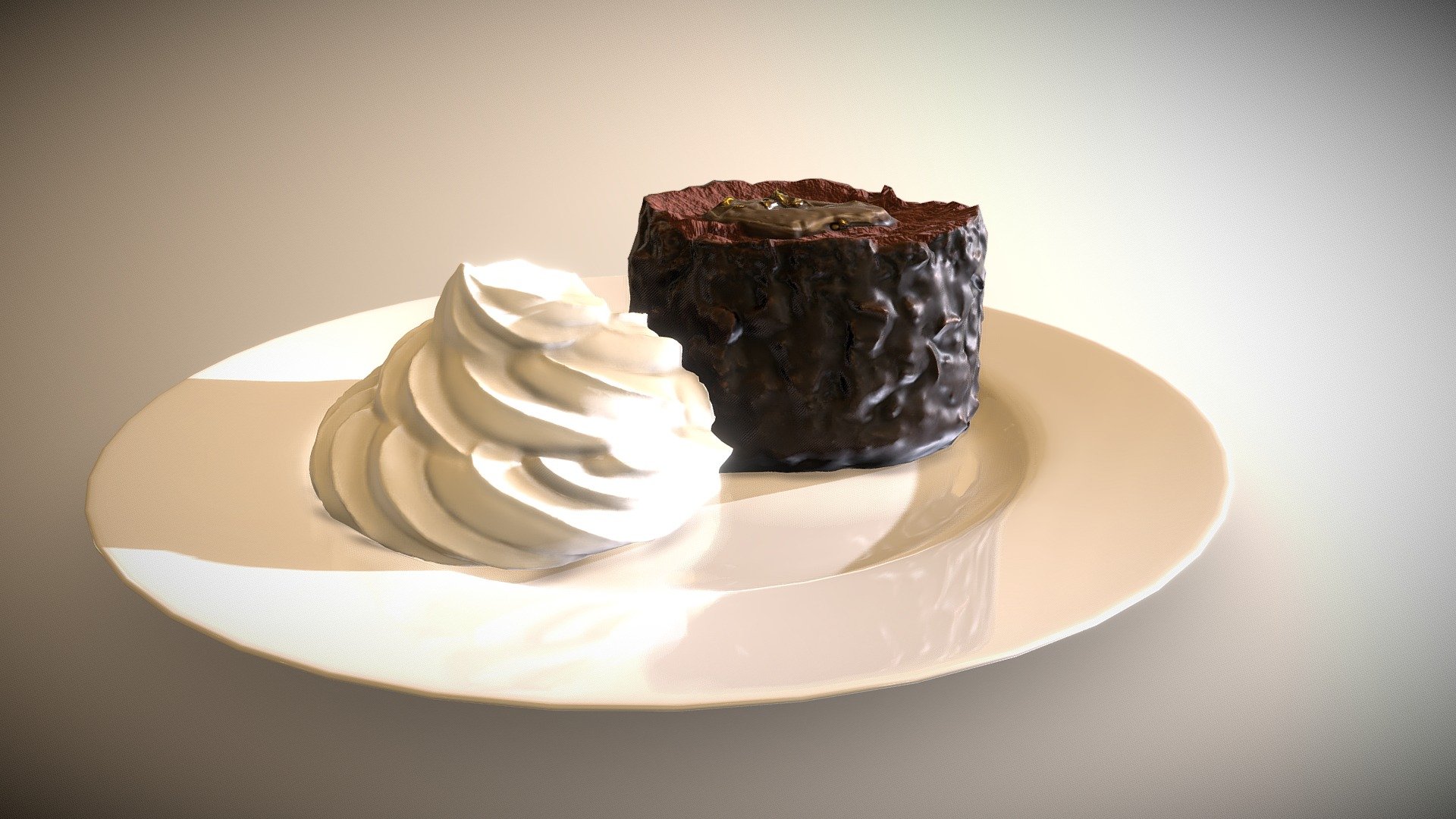 Brownie with whipped cream 3D model by VIBENTEC (vivd) [a072f2f