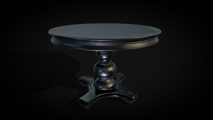 Round wooden table) 3D Model