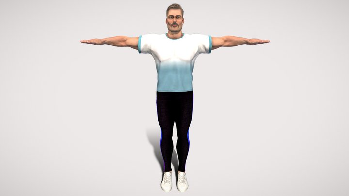 Gym Bro Muscular Man Rigged & Blendshapes 3D Model