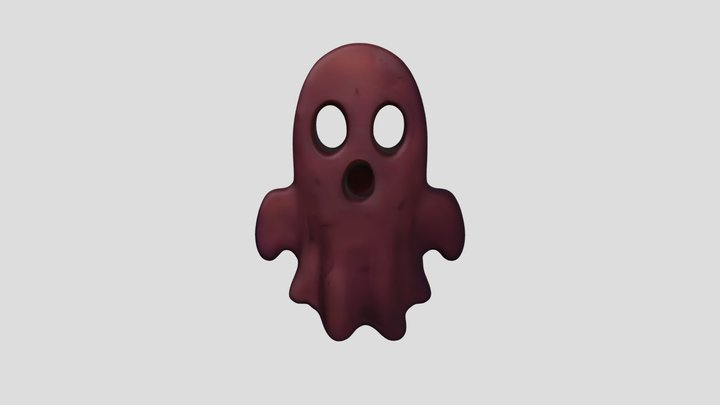 Cartoon ghost with eyes and mouth 3D Model