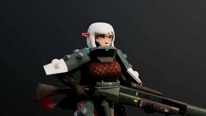 Red Moon Sniper 3D Model