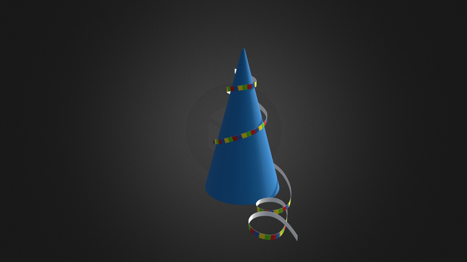 3D model Birthday Hat 02 - This is a 3D model of the Birthday Hat 02. The 3D model is about a blue and yellow toy.