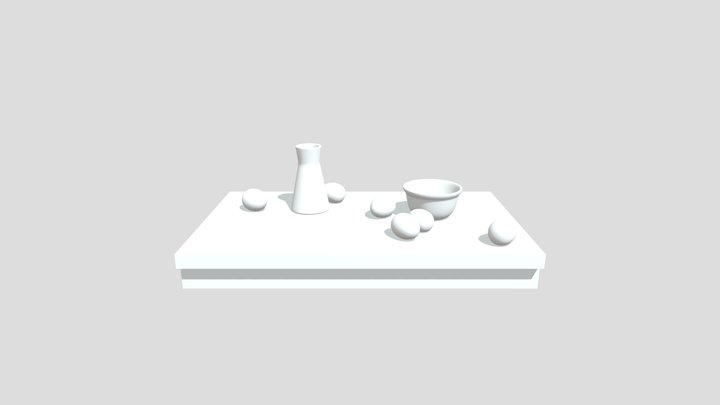 Still Life with Egg Cup, Eggs, and Bowl 3D Model