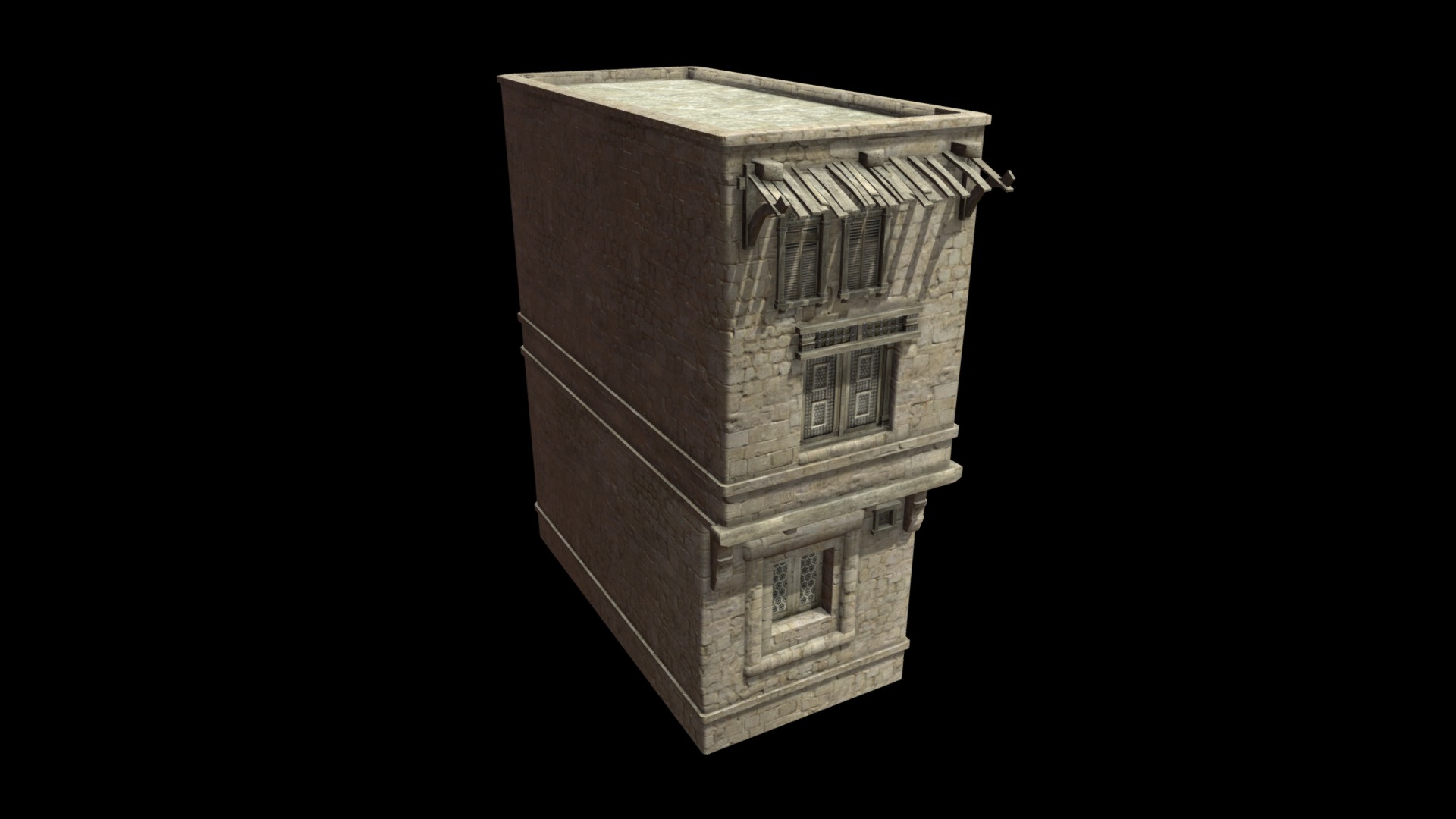 3D model Old house - This is a 3D model of the Old house. The 3D model is about a house with a black background.
