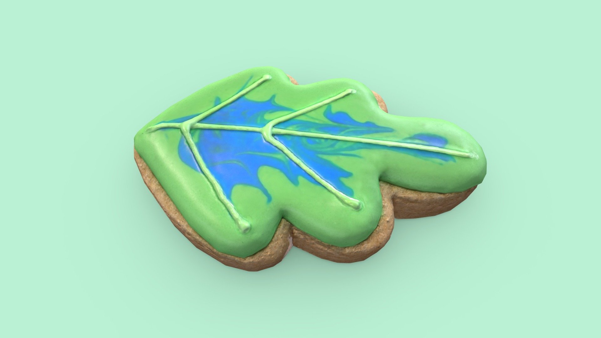 Iced Oak Leaf Cookie - Low Poly/Game-Ready