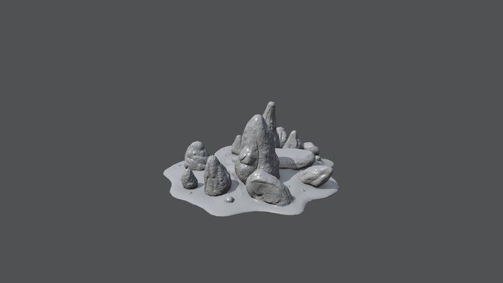 Rock Altar - Low Baked 3D Model