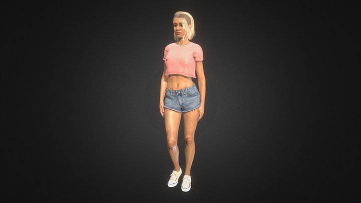 Pretty girl in shorts 3D Model