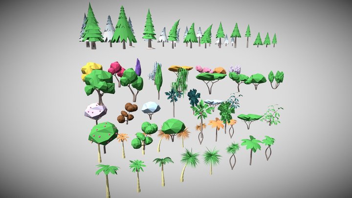 Cartoon vegetation 3D Model