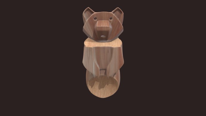 Bear Wood Totem 3D Model