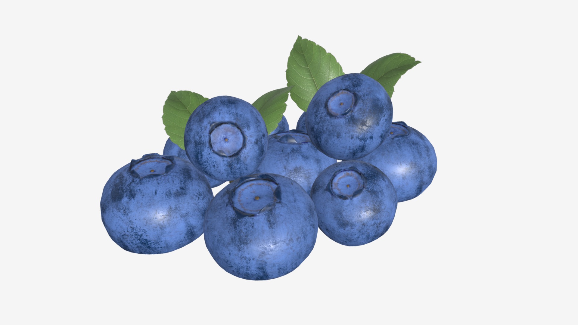 3D model Blueberries with leaf - This is a 3D model of the Blueberries with leaf. The 3D model is about a group of blueberries.