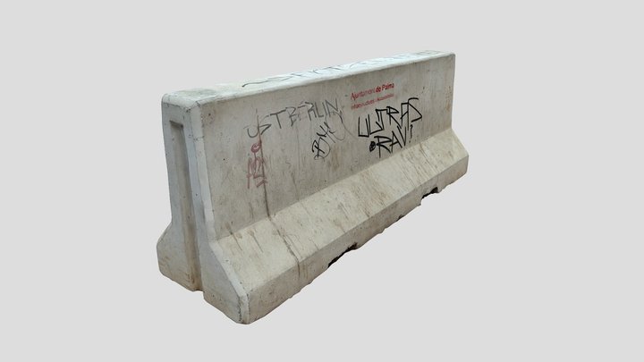 concrete road barrier photoscanned 3D Model