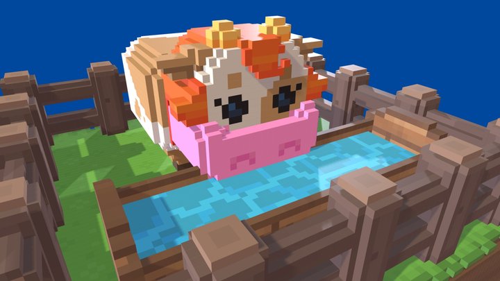 Staxel Cow Diorama 3D Model
