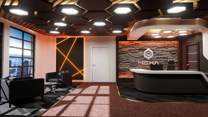 Modern Office Reception - Baking 3D Model