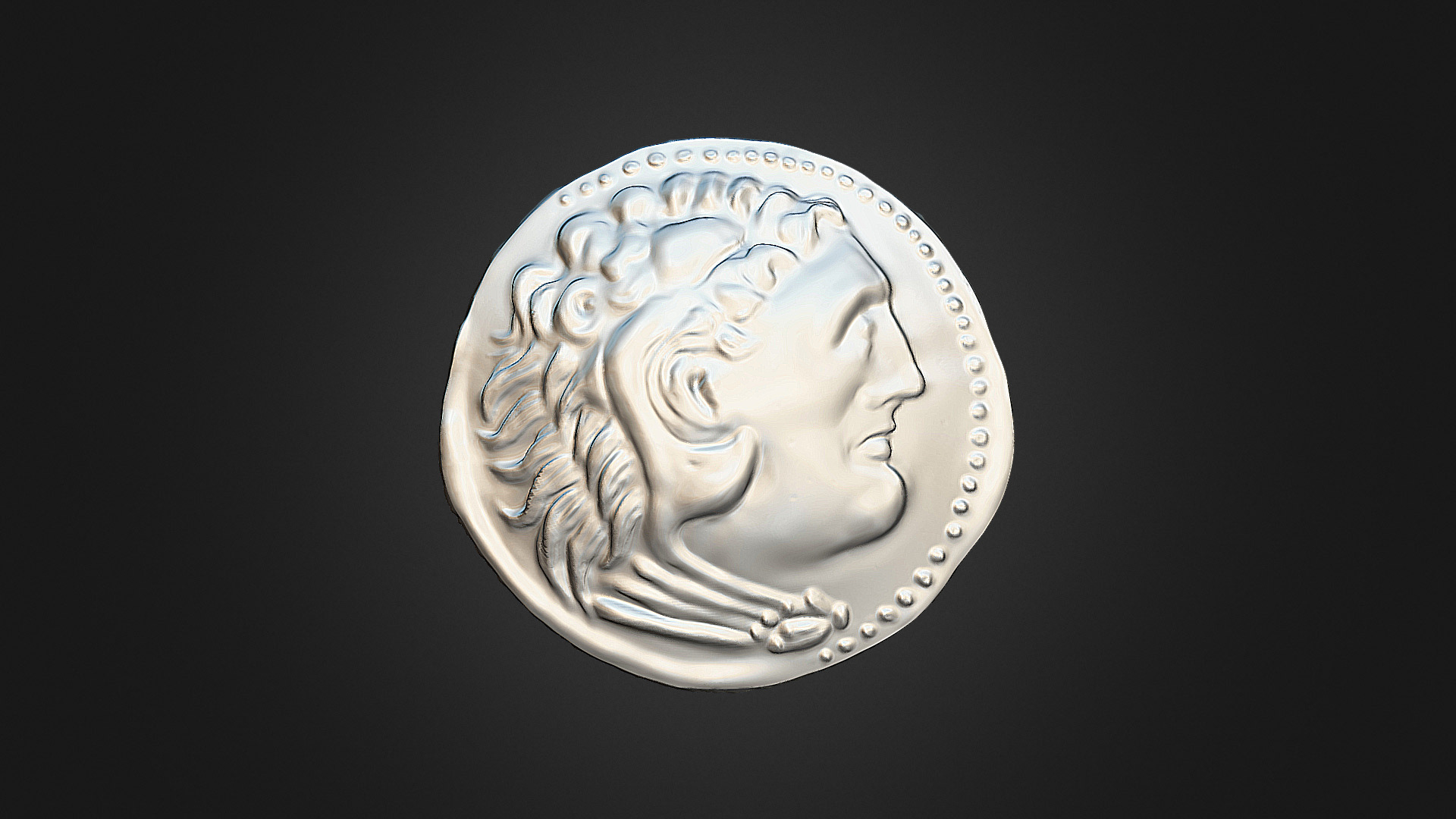 3D model Alexander the great coin - This is a 3D model of the Alexander the great coin. The 3D model is about a blue and white globe.