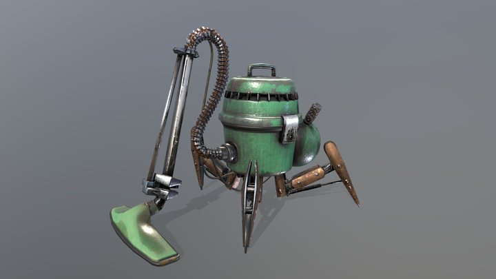 retro futuristic vacuum cleaner robot 3D Model