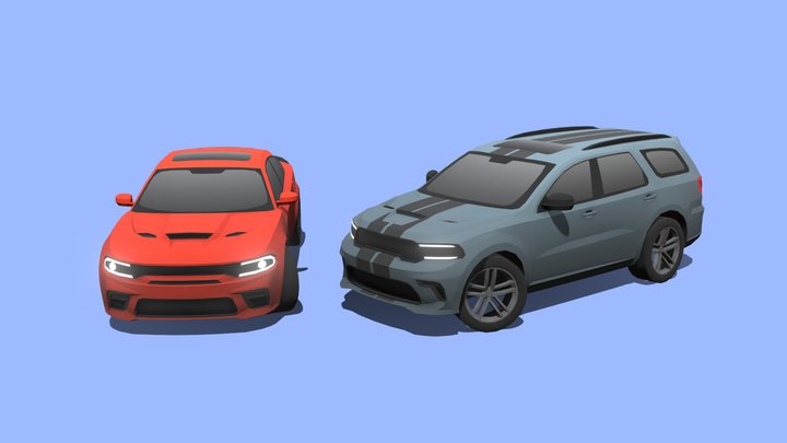 Stylized Dodge Hellcat car pack 3D Model