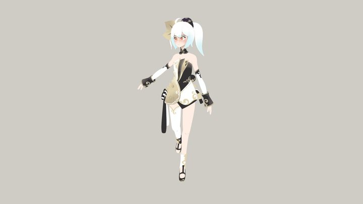 a girl in a festive dress 3D Model
