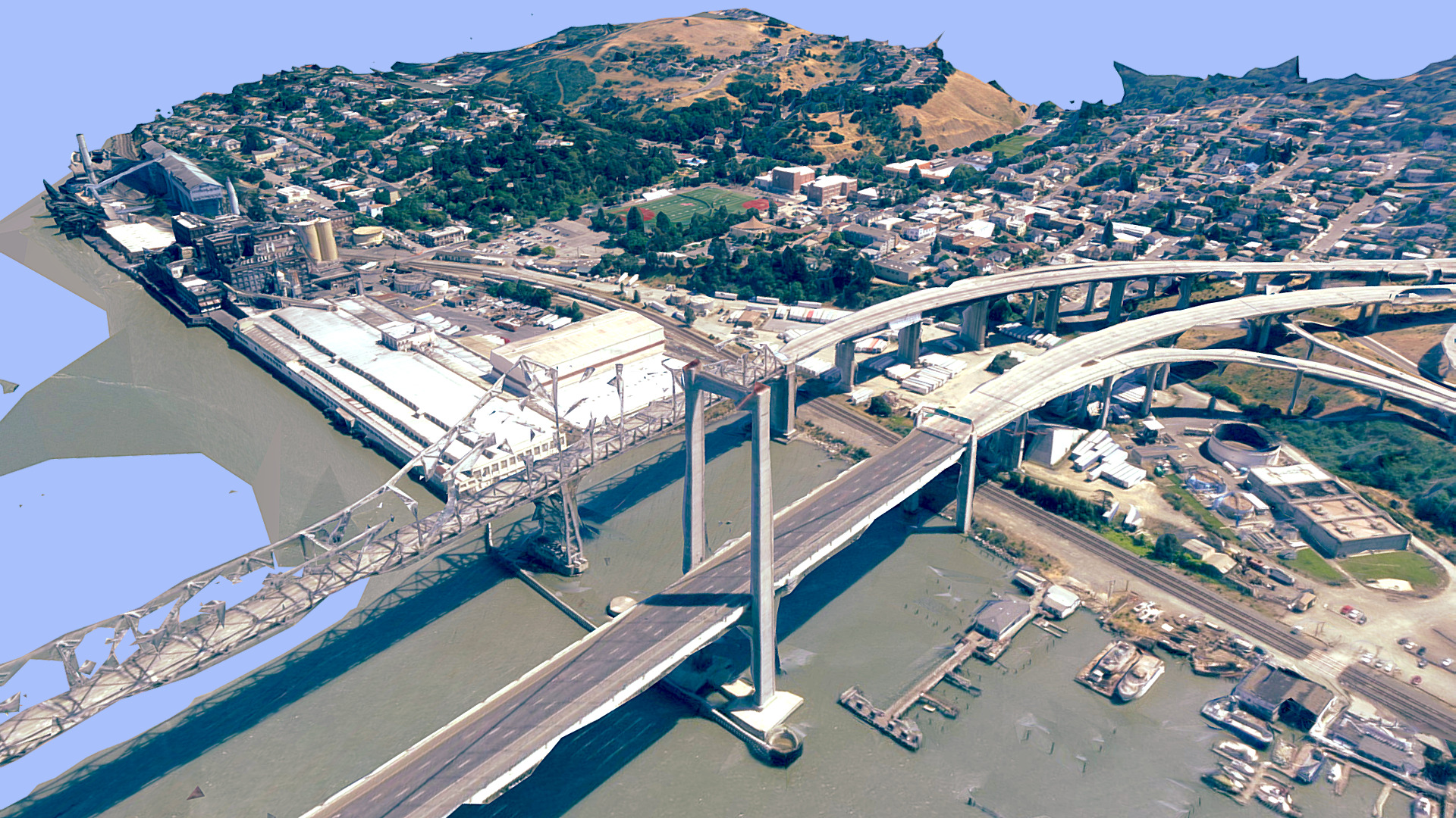 3D model Martinez California Bridge in 2013 - This is a 3D model of the Martinez California Bridge in 2013. The 3D model is about a high angle view of a bridge.