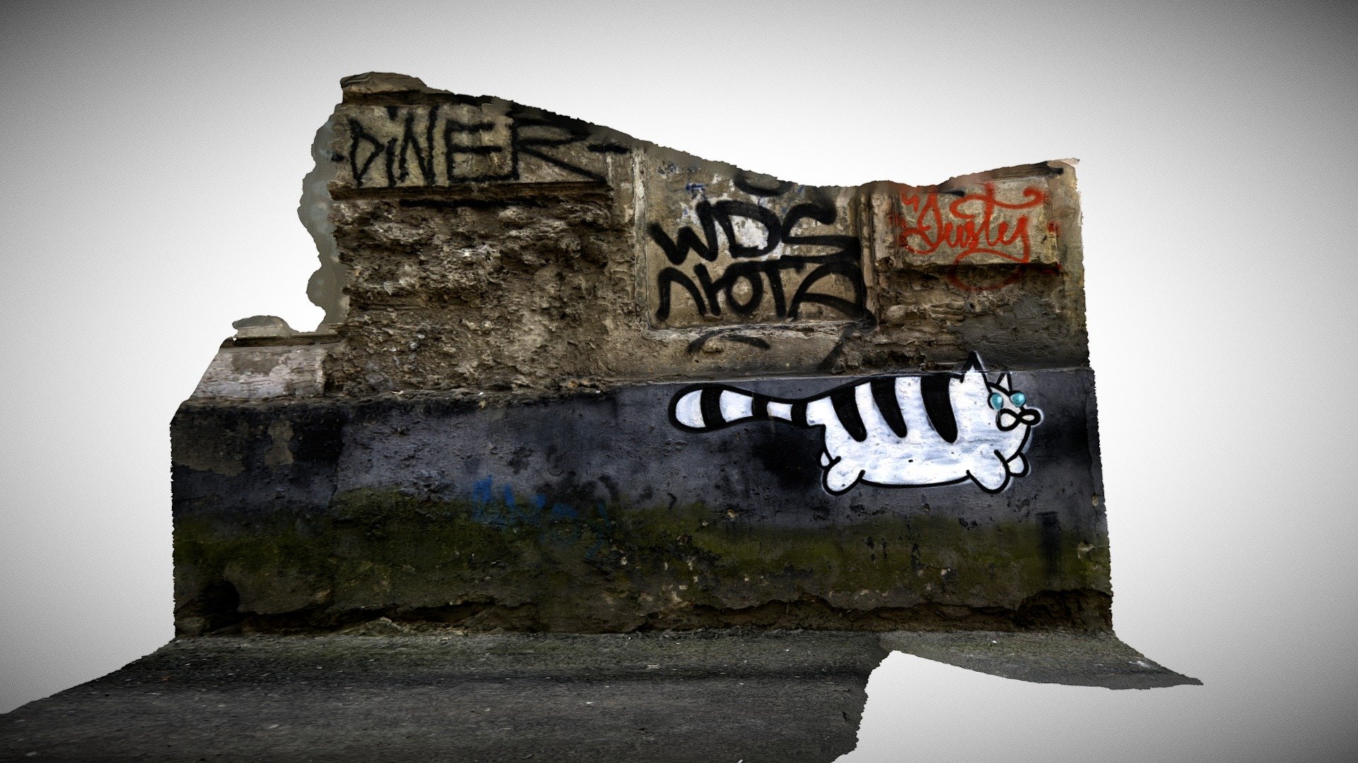 Wall with a striped cat graffiti