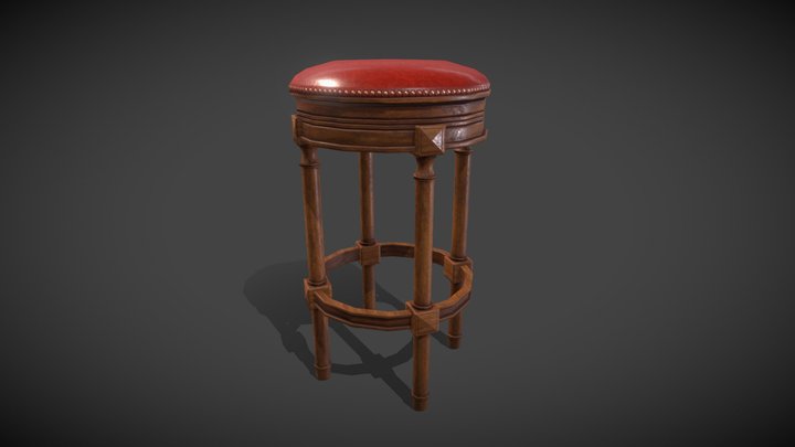 Wooden stool 3D Model