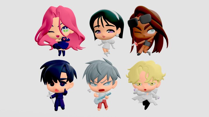 Alien Stage Chibi Characters 3D Model