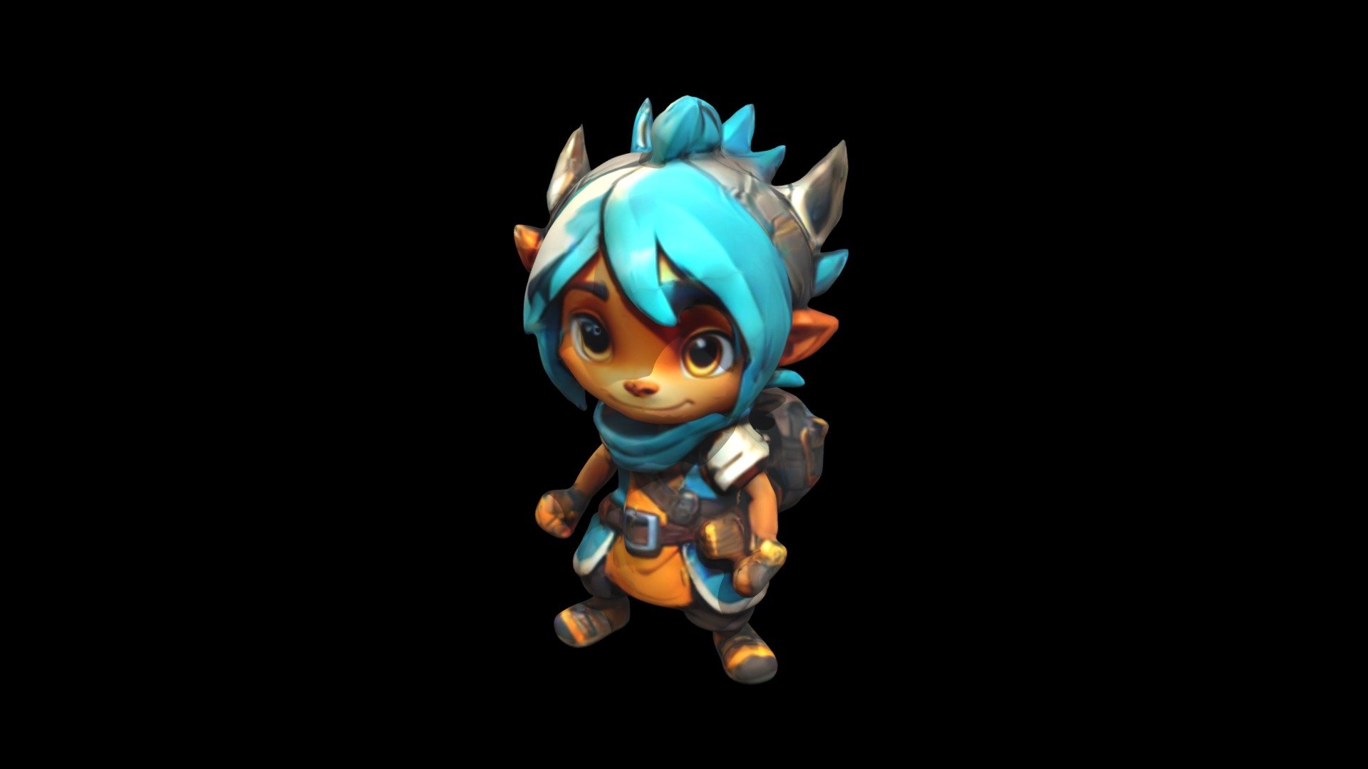 a cartoon character with horns and blue hair - Download Free 3D model ...