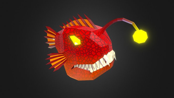 Cartoon anglerfish low poly Roblox game pet 3D Model