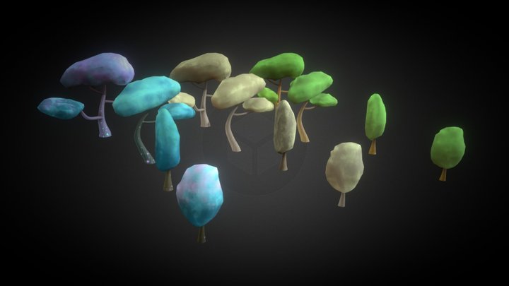 Stylized tree pack (Game ready) 3D Model