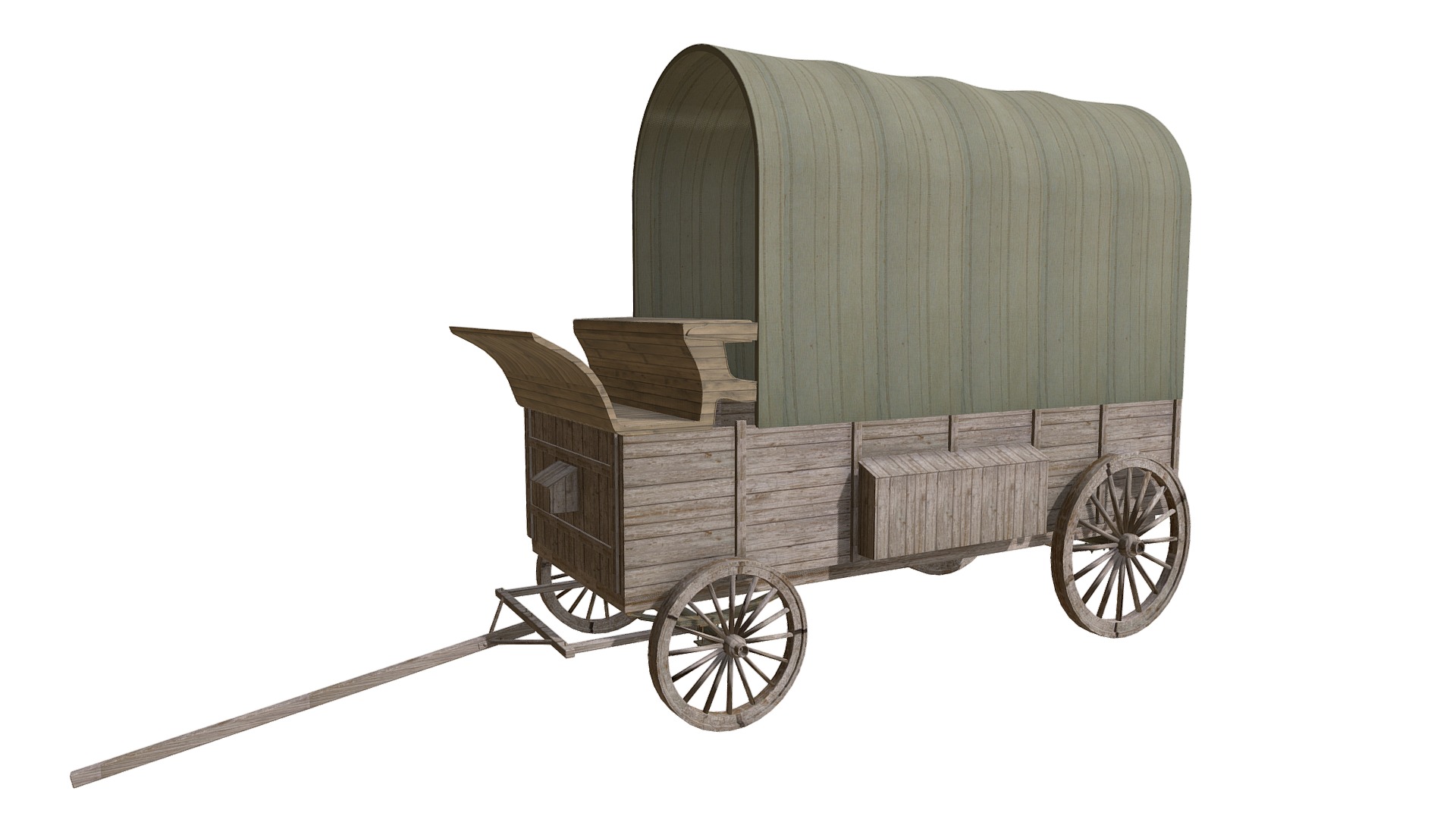 3D model Horse Carriage - This is a 3D model of the Horse Carriage. The 3D model is about a wooden cart with a wooden wheel.
