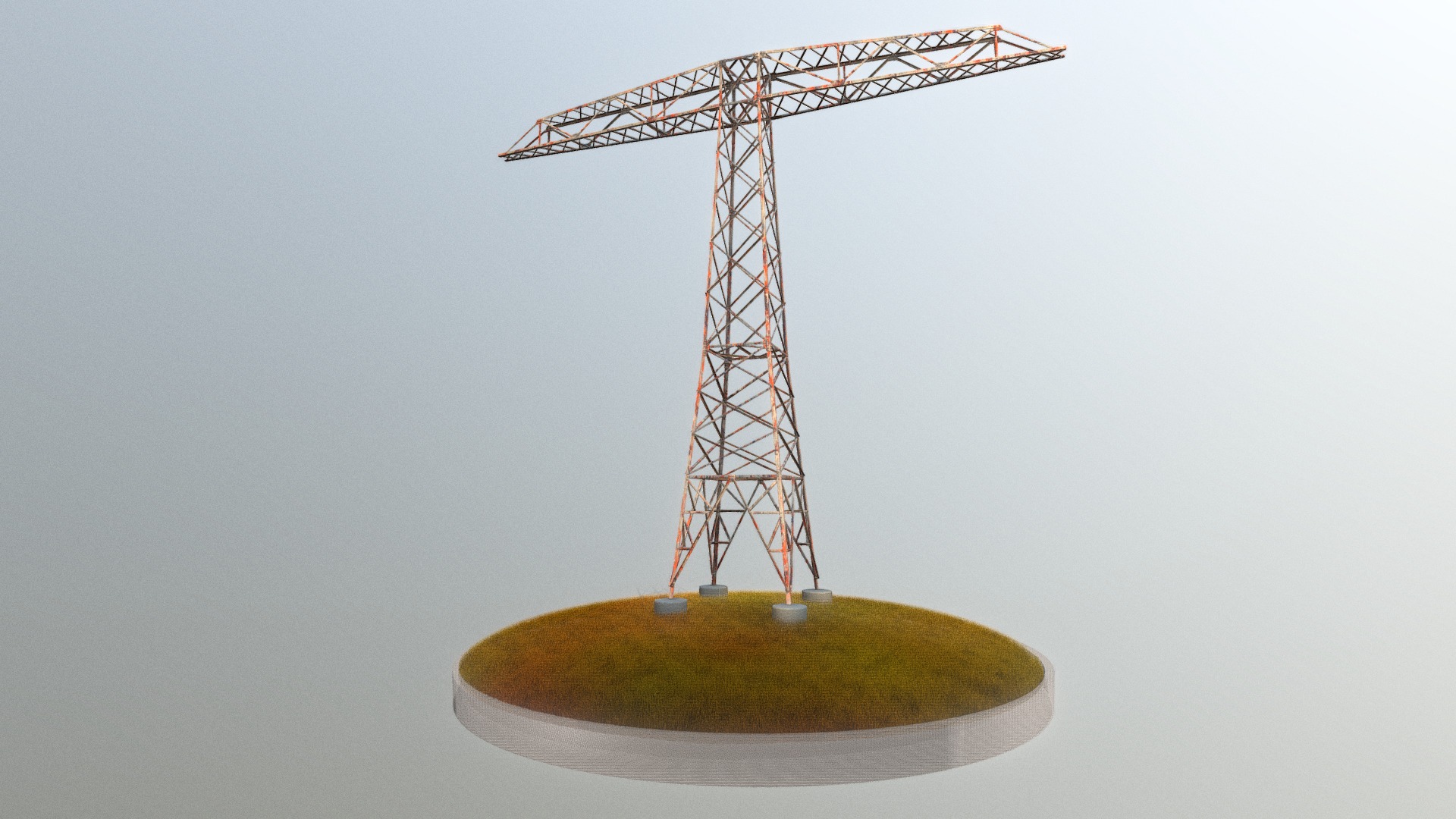 3D model Transmission Tower 18.5 Meter (Rusty Version) - This is a 3D model of the Transmission Tower 18.5 Meter (Rusty Version). The 3D model is about a gold and red tower.