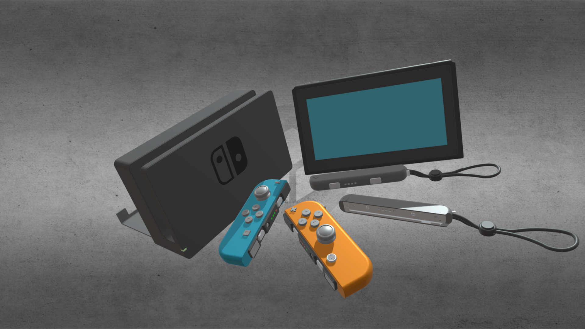 3D model Nintendo Switch - This is a 3D model of the Nintendo Switch. The 3D model is about a group of electronic devices.