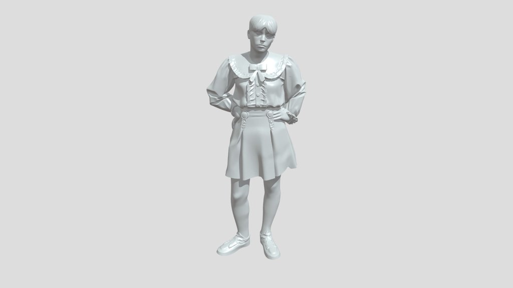 Person in frilly pink blouse and black skirt