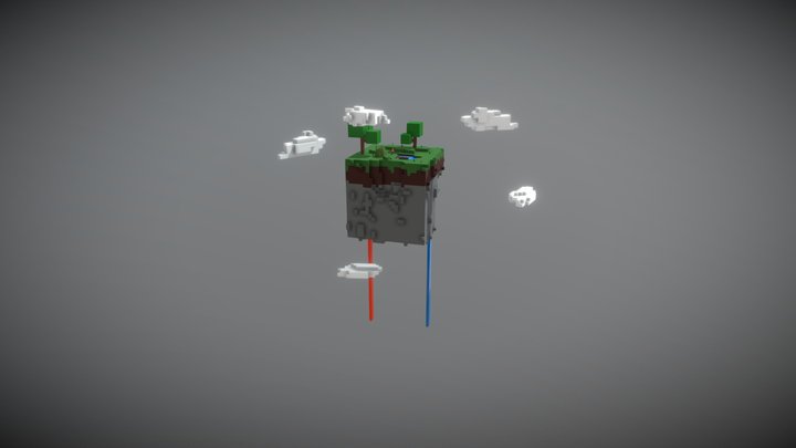 Floating Voxel Island 3D Model