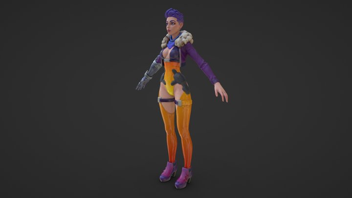 Blue hair 3D Model