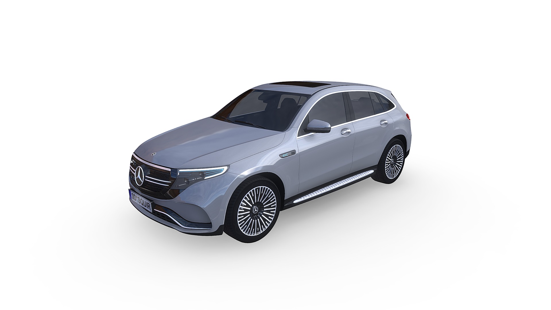 3D model Mercedes-Benz EQC AMG 2020 - This is a 3D model of the Mercedes-Benz EQC AMG 2020. The 3D model is about a silver car with a white background.